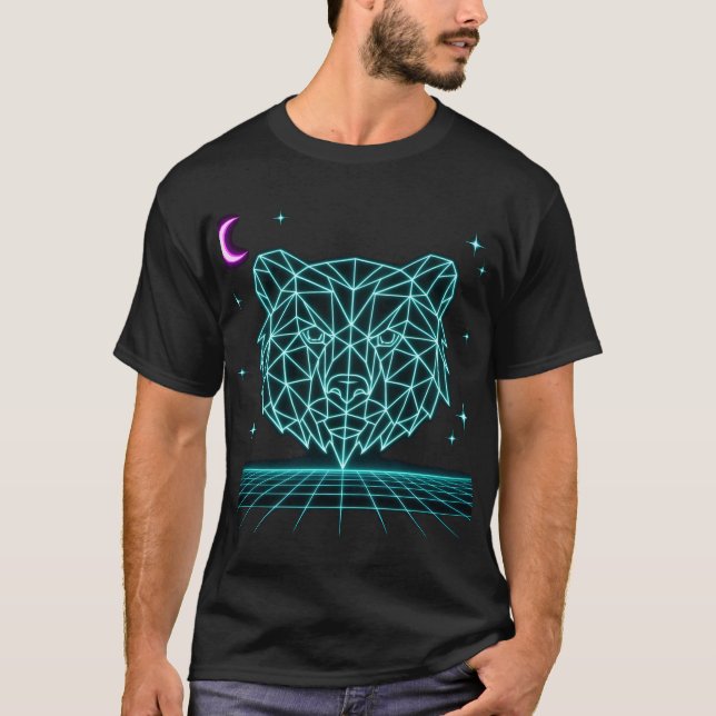 Neon Bear Synthwave - Rétro Forest Beast T-shirt (Devant)