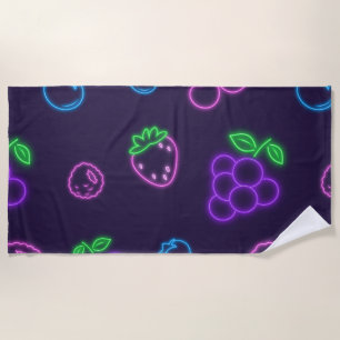 Neon Berry Pattern Beach Towel