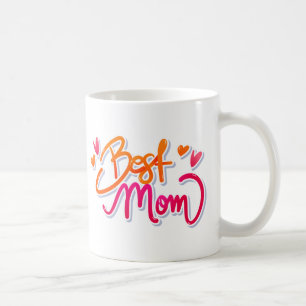 Neon Best Mom Graffiti Text with Hearts Coffee Mug