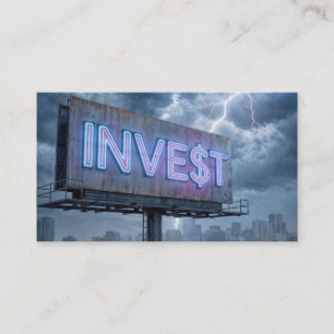 Neon Billboard with INVEST Text Business Card