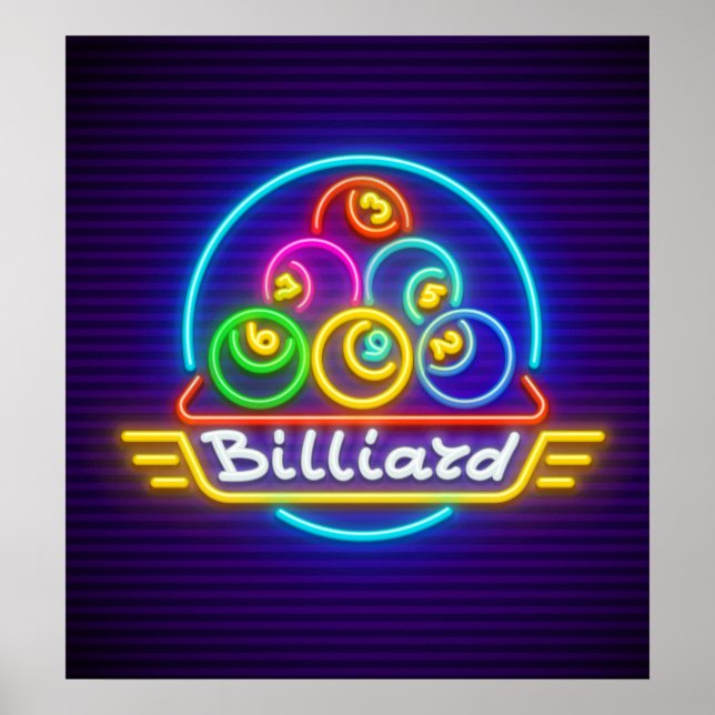 Neon Billiards Print, Value Poster Paper (Matte) (Front)