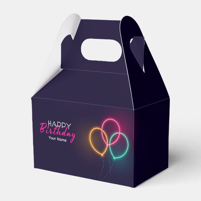 Neon Birthday - Any Name Favor Box (Front Side)