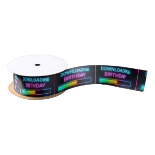 Neon Birthday Computer Downloading Bar Satin Ribbon