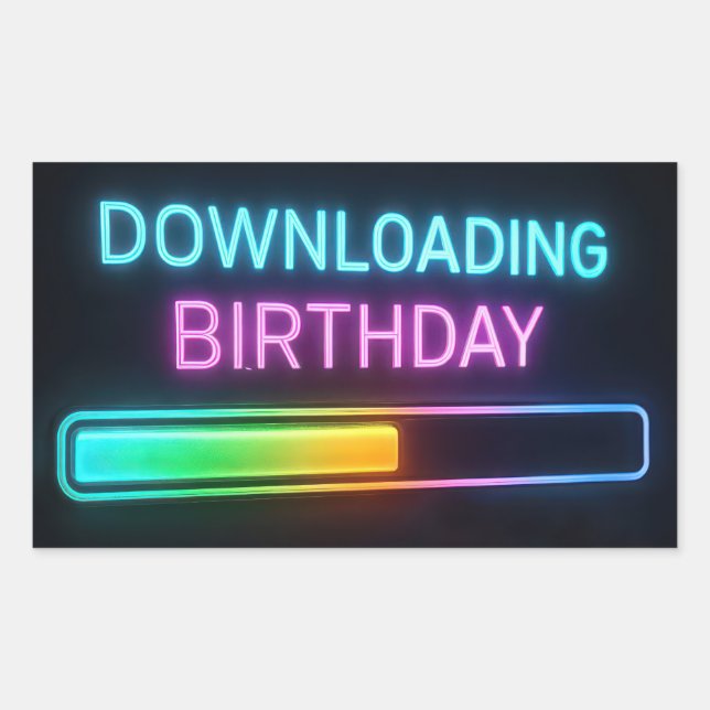 Neon Birthday Computer Downloading Bar Sticker (Front)