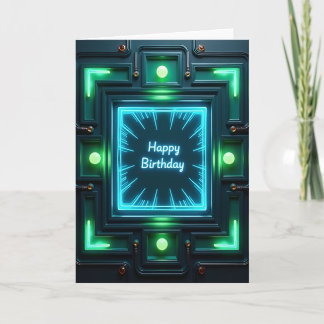 Neon Birthday Glow Card (Front)