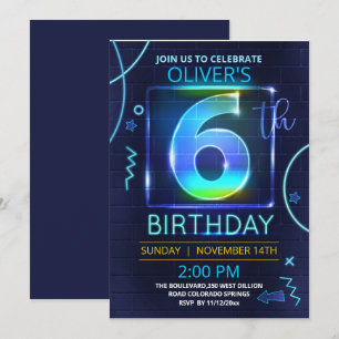 Neon Birthday Invitation