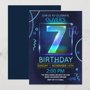 Neon Birthday Invitation