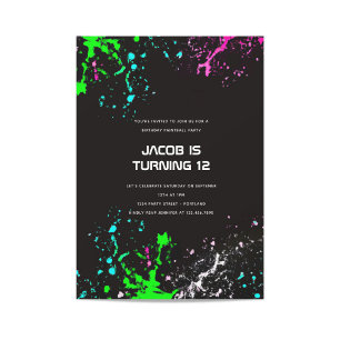 Neon Birthday Paintball Party Invitation