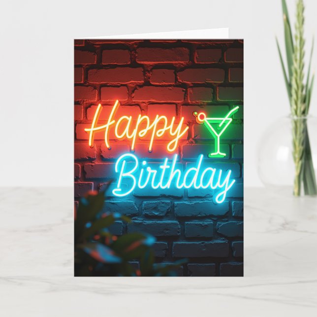Neon Birthday Wall Card (Front)