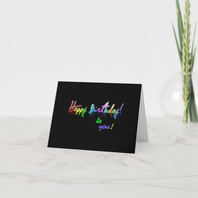 Neon Birthday Wishes Card (Front)