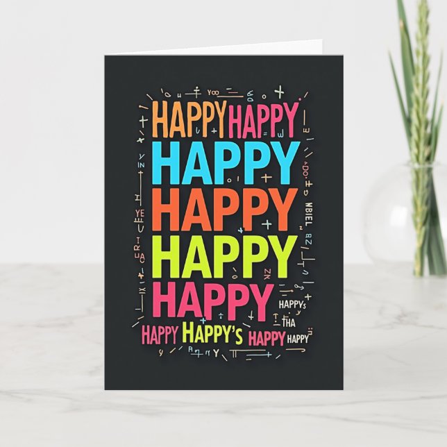 Neon Birthday Words Card (Front)
