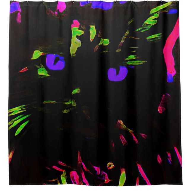 Neon Black Cat with Glowing Eyes (Front)