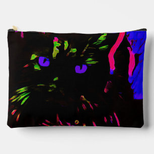 Neon Black Cat with Glowing Eyes Accessory Pouch