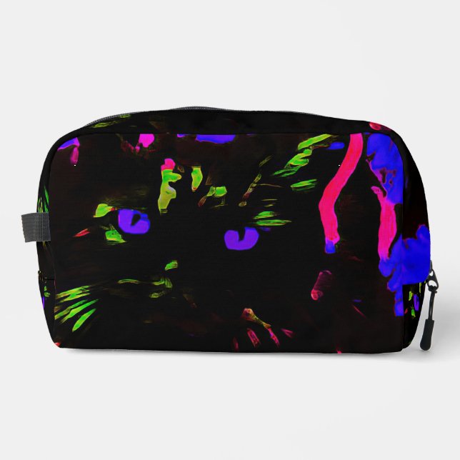 Neon Black Cat with Glowing Eyes Dopp Kit (Front)