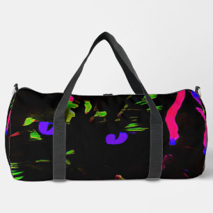 Neon Black Cat with Glowing Eyes Duffle Bag