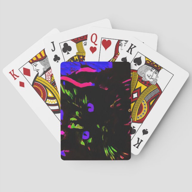 Neon Black Cat with Glowing Eyes Playing Cards (Back)