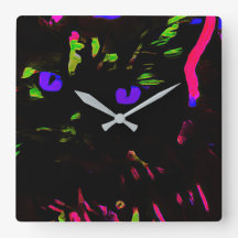 Neon Black Cat with Glowing Eyes