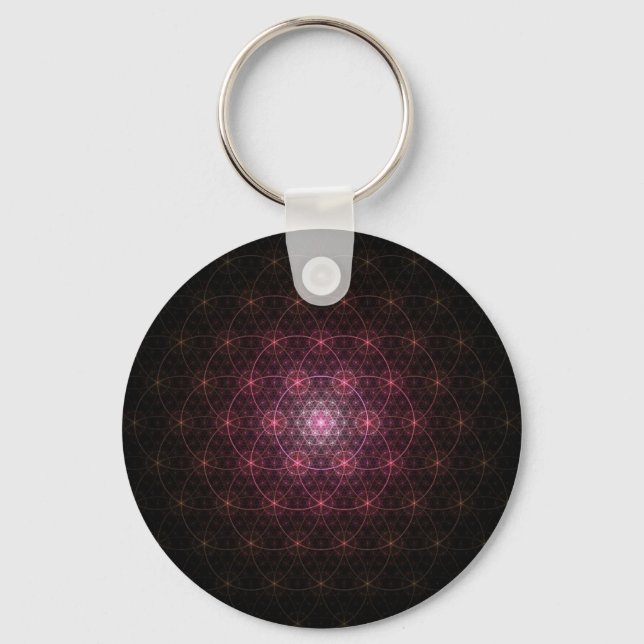 Neon Black Flower of Life Keychain (Front)