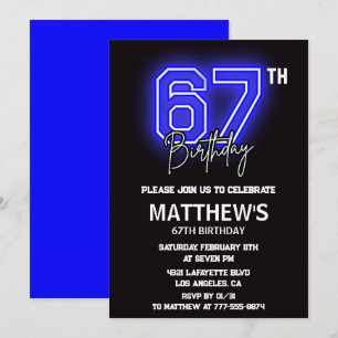 Neon Black invitations pour 67e anniversaire Men S