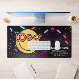 Neon Black Nightlife Events Business Branding Desk Mat