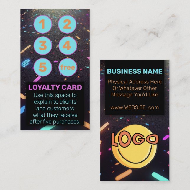Neon Black Punch Card Vape Head Shops Smoke Lounge (Front/Back)