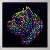 Neon Blacklight American Bully Art
