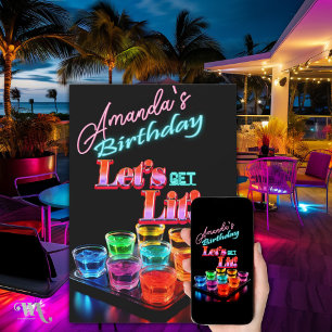 Neon Blacklight Jelly Shots Cocktail Birthday Invitation