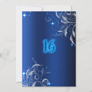Neon, Bleu Royal, Invitation Sweet sixteen personn