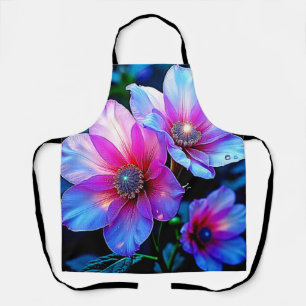 Neon Bloom Flower Magic Glow Design Apron