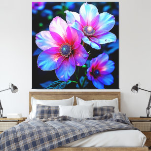 Neon Bloom Flower Magic Glow Design Canvas Print