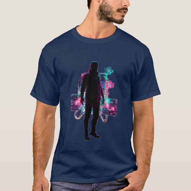 Neon Bloom: Tech-Infused Growth T-Shirt (Front)