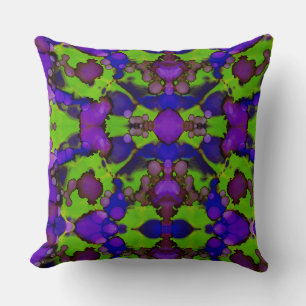 Neon Bloomstorm Throw Pillow