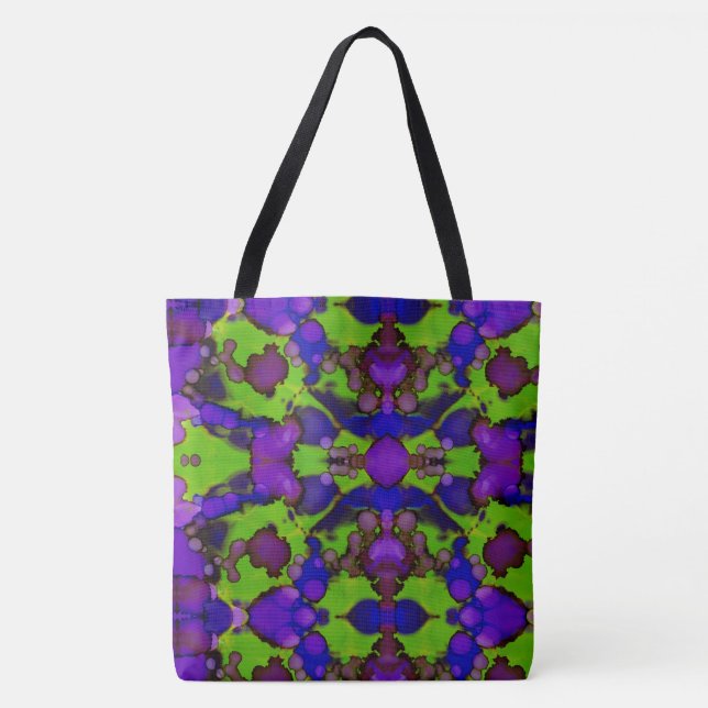 Neon Bloomstorm Tote Bag (Front)