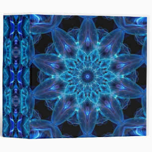 Neon Blue 3D Kaleidoscope Design Binder