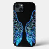 Neon Blue and Black Angel Wings