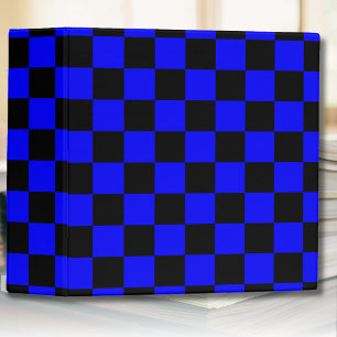 Neon Blue and Black Chequered Chequerboard Vintage Binder