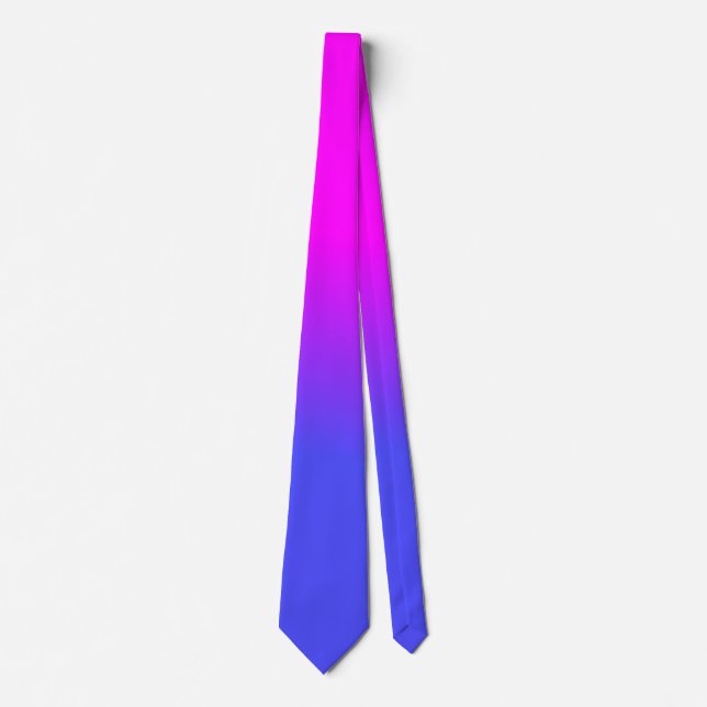Neon Blue and Hot Pink Ombré Shade Colour Fade Tie (Front)