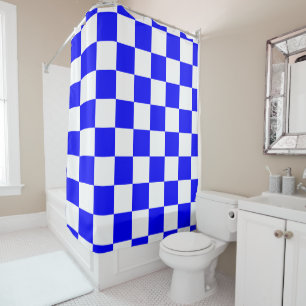 Neon Blue and White Chequered Chequerboard Vintage