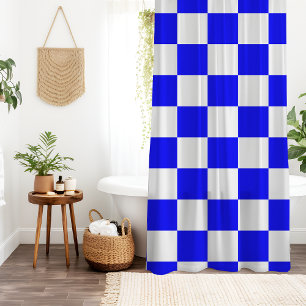 Neon Blue and White Chequered Chequerboard Vintage