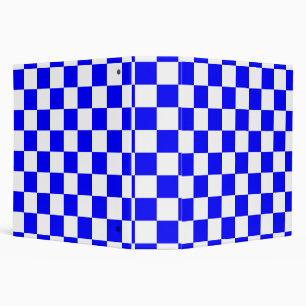 Neon Blue and White Chequered Chequerboard Vintage Binder