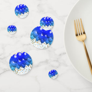 Neon Blue Balloons Gold Graduation Party Confetti