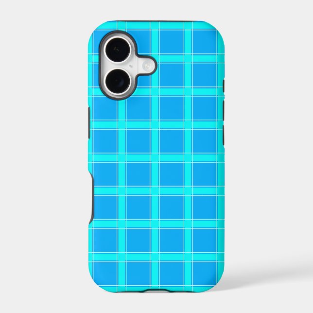 Neon blue bright checked pattern  (Back)