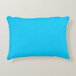 Neon blue bright checked pattern  accent pillow