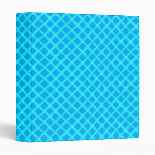 Neon blue bright checked pattern  binder (Front/Spine)