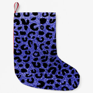 Neon blue cheetah print pattern small christmas stocking