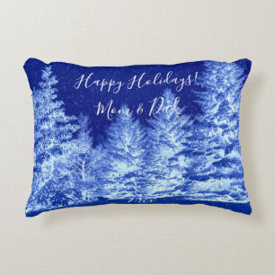 Neon Blue Christmas Tree Lumbar Pillow