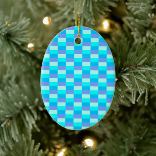 Neon Blue Color Pattern Ceramic Ornament