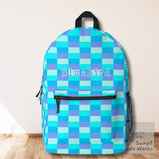 Neon Blue Color Pattern Printed Backpack (Creator Uploaded)