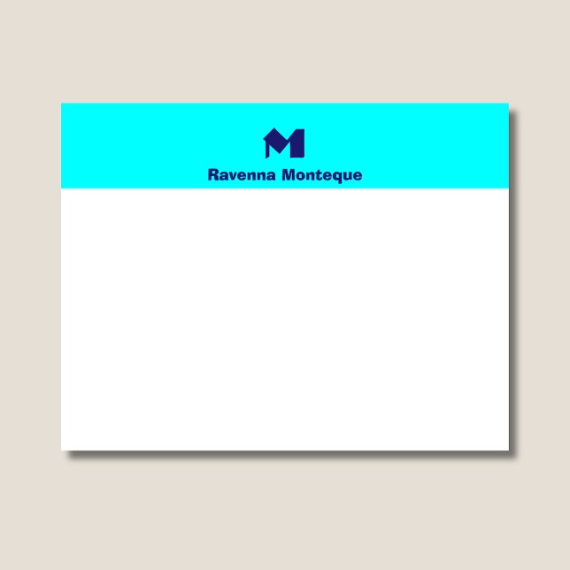 Neon Blue Elegant Personalized Name Monogram  Card (Creator Uploaded)