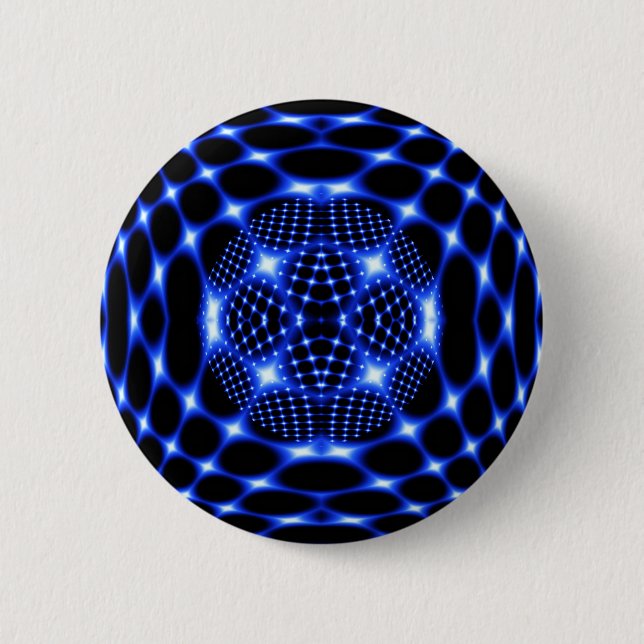 Neon blue glob fractal 2 inch round button (Front)